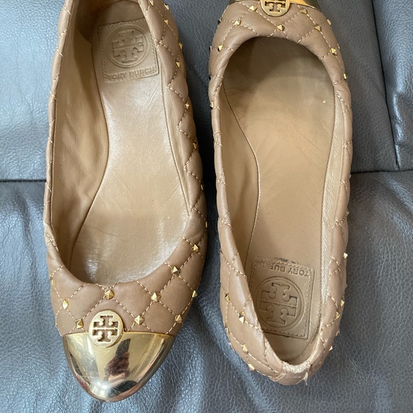COPY - Gold studded quilted Tory Burch flats - Picture 1 of 4